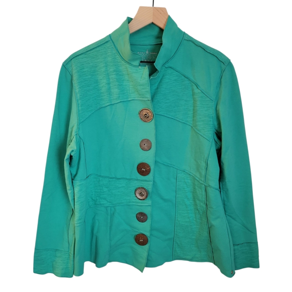 Neon Buddha Green/Teal Cardigan Buttons XL‎